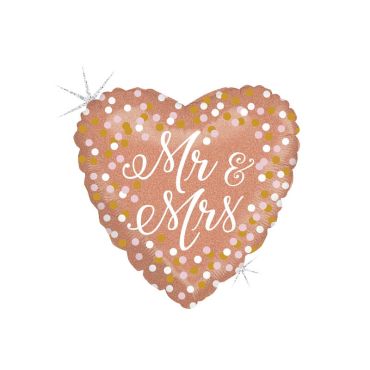 ballon cœur rose gold Mr et Mrs