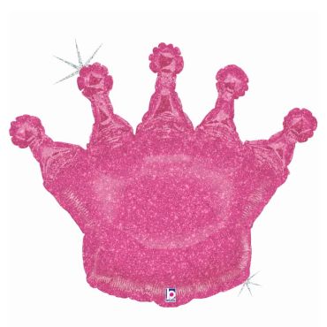 ballon aluminium scintillant couronne de princesse rose de 91 cm | jourdefete.com