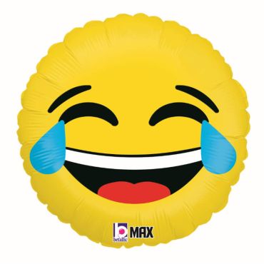 ballon aluminium rond emoji mort de rire de 46 cm | jourdefete.com