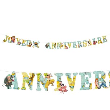 Cette guirlande de lettres en papier aux couleurs de "One Piece ®" sera parfaite dans le salon lors de l’anniversaire "One Piece ®" de votre enfant | jourdefete.com