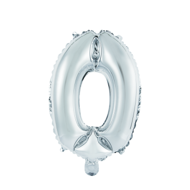 Ballon chiffre 0 argenté 35 cm pour décoration festive | jourdefete.com