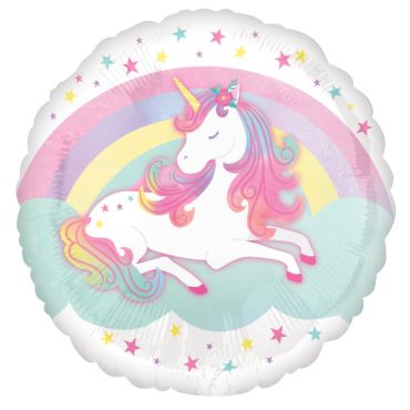 Ballon licorne arc-en-ciel rond 45 cm pour décoration festive | jourdefete.com