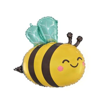 Ballon abeille jaune et noir avec ailes vertes pour déco de fête | jourdefete.com