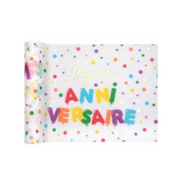 chemin de table joyeux anniversaire ballons multicolores | jourdefete.com