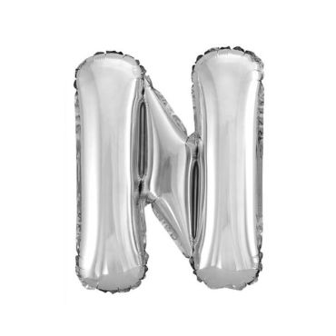 Ballon métallique argenté - Lettre "N"
