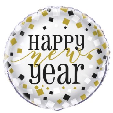 Ballon Métallique Hélium - Bonne Année - Blanc et Or | jourdefete.com