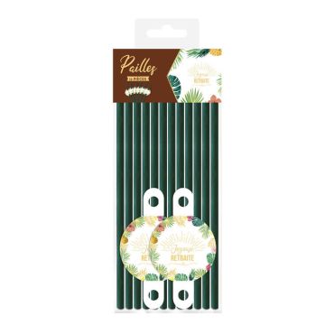 Pack de 12 pailles - Joyeuse Retraite | jourdefete.com
