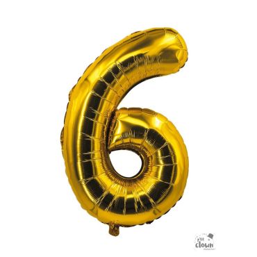 Ballon chiffre "6" doré métallisé de 85 cm, idéal pour les fêtes et anniversaires | jourdefete.com