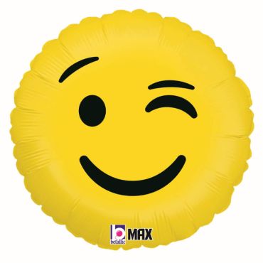 ballon aluminium rond emoji clin d'œil de 46 cm | jourdefete.com