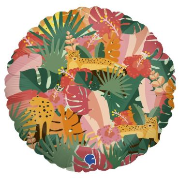 ballon aluminium rond jungle tropicale de 46 cm | jourdefete.com