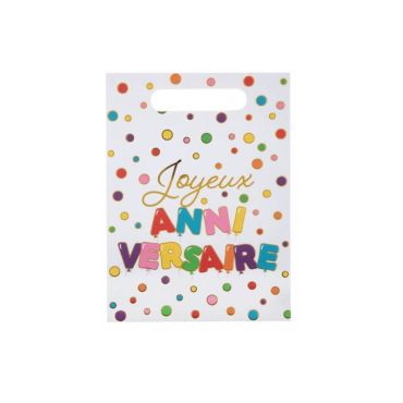 10 sachets anniversaire ballons multicolores | jourdefete.com