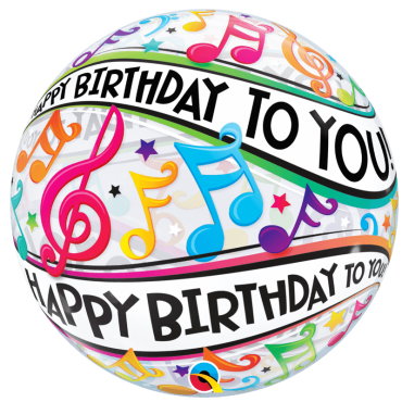 Ballon en Latex Sphérique Transparent - "Joyeux Anniversaire" - Musique