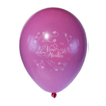 10 Ballons Vive les Mariés Couleur Rose Fuschia 