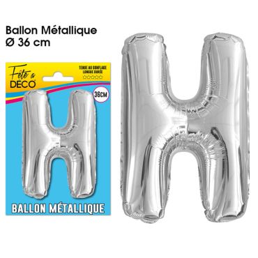 Ballon métallique argenté - Lettre "H"