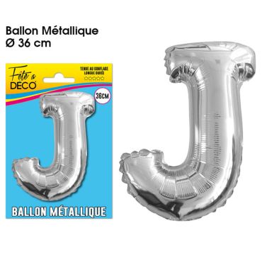 Ballon métallique argenté - Lettre "J"