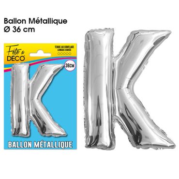 Ballon métallique argenté - Lettre "K"