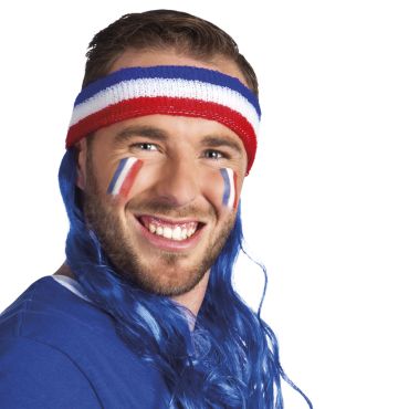 Bandeau Tricolore de Supporter Cheveux Bleus - France
