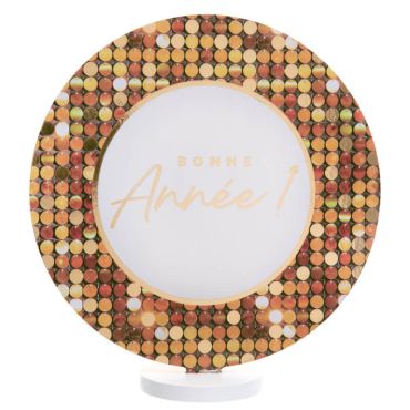 Décoration ronde Bonne Année Disco dorée pour Nouvel An | jourdefete.com