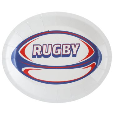 Lot de 10 assiettes ovales - Rugby | jourdefete.com Lot de 10 assiettes ovales - Rugby | jourdefete.com