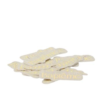 Confettis baptême papier effet lin et inscription or décor de table | jourdefete.com