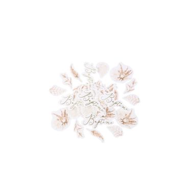 Assortiment de 100 Confettis - Collection Pampas, Fleurs de Coton et Or 
