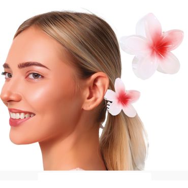 Pince Fleur Hawaïenne blanche et rouge pour une touche tropicale | jourdefete.com