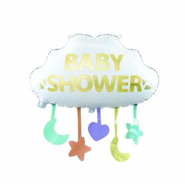 Ballon nuage Baby Shower avec suspensions pastel pour décoration naissance ou fête prénatale | jourdefete.com
