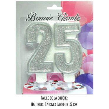 Bougie géante "25" - Argenté