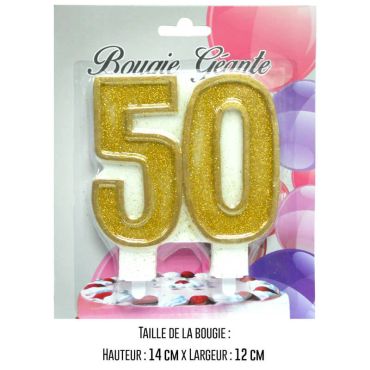 Bougie géante "50" - Or