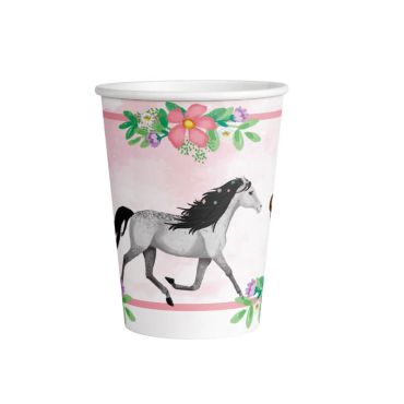 8 gobelets carton beaux chevaux | jourdefete.com