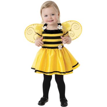 Déguisement de bébé abeille jaune et noir avec ailes dorées et petites fleurs | jourdefete.com Déguisement de bébé abeille jaune et noir avec ailes dorées et petites fleurs | jourdefete.com