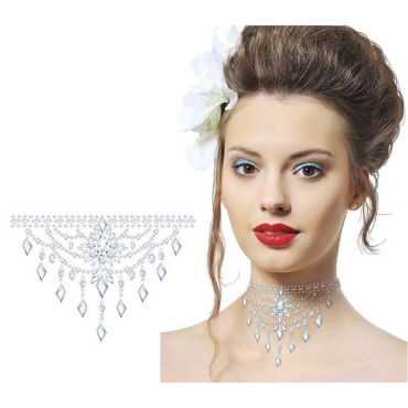 Un splendide collier argenté à coller autour de votre cou | jourdefete.com