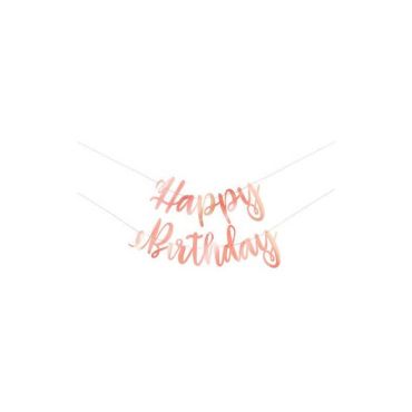 bannière de lettres happy birthday rose gold | jourdefete.com