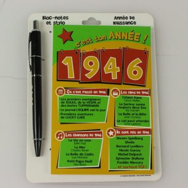 Bloc-notes et Stylo Année de naissance 1946