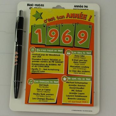 Bloc-notes et Stylo Année de naissance 1969