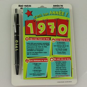 Bloc-notes et Stylo Année de naissance 1970
