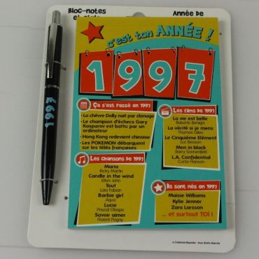Bloc-notes et Stylo Année de naissance 1997