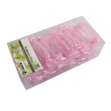 12 sacs à dragées organza forme bonbon - Rose
