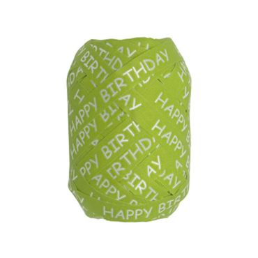 Bolduc en forme d'œuf - 10 mm x 20 m - Happy Birthday - Vert | jourdefete.com