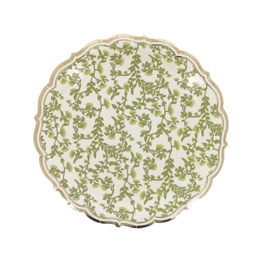 Assiettes Botanica Verde de 23 cm crème, pistache et or | jourdefete.com