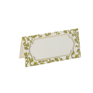 Marque-places Botanica Verde avec motifs floraux et cadre doré | jourdefete.com