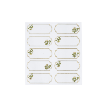 Stickers marque-verres de la collection Botanica Verde avec motifs floraux pistache et dorés | jourdefete.com