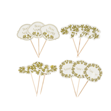 Pics décoratifs Botanica Verde pistache crème & or | jourdefete.com