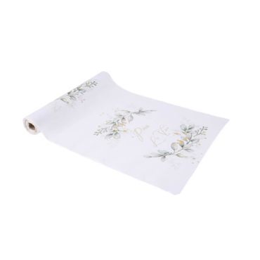 chemin de table botanique vert et or avec une inscription Pour la Vie