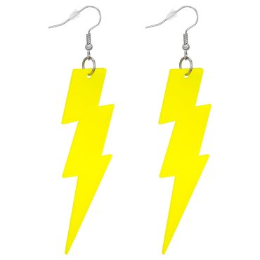 Boucles d’oreilles éclairs jaune fluo pour soirées lumineuses | jourdefete.com