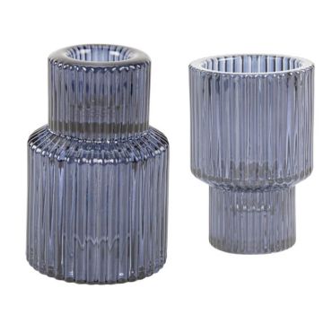 Optez pour ce magnifique bougeoir double de couleur bleu pour votre table lors de votre événement | jourdefete.com