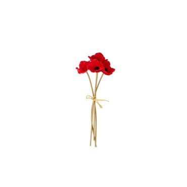 Bouquet de 4 coquelicots - 35 cm - Couleur Rouge
