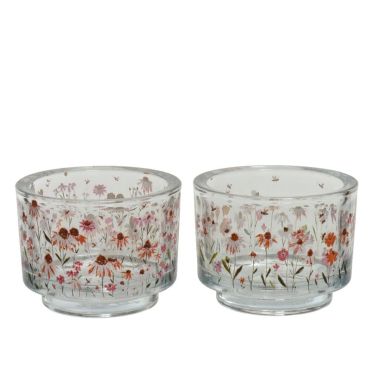 Photophore en verre avec design printanier - 7 cm | jourdefete.com