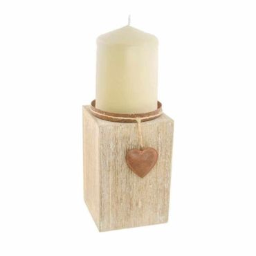 Bougeoir Rustique en Bois et Métal