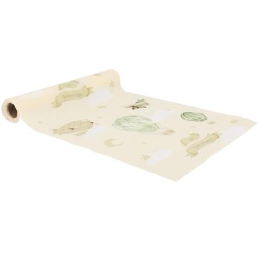 Chemin de table tissu thème ciel vert amande pour 1er anniversaire bébé | jourdefete.com